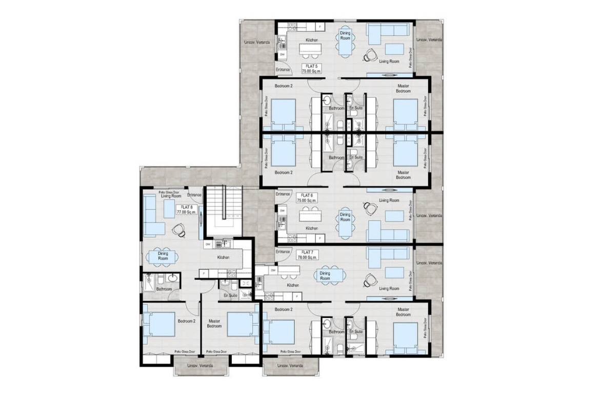 2-Bedroom Sea view apartment close to beach