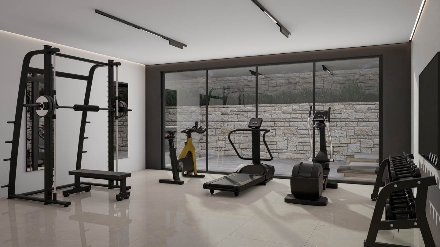 new-sea-view-villa-property-for-sale-paphos-cyprus-golf-course-Gym 5-Bedroom Villa with a Private Pool on Golf Course