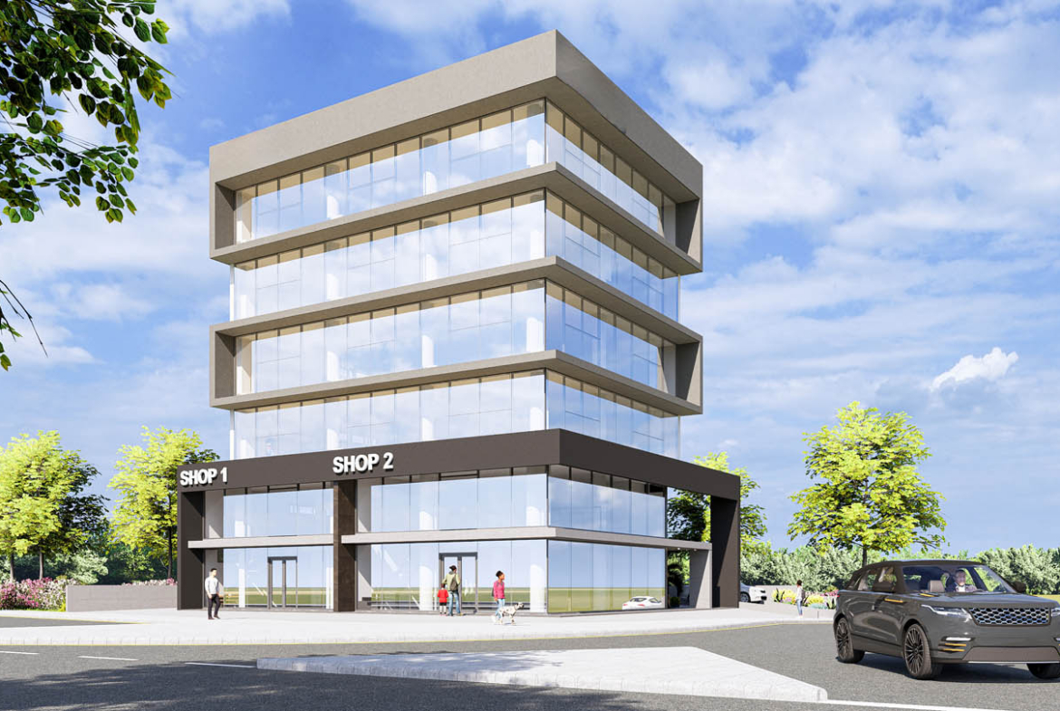 Modern Commercial Building with Offices and Retail Spaces