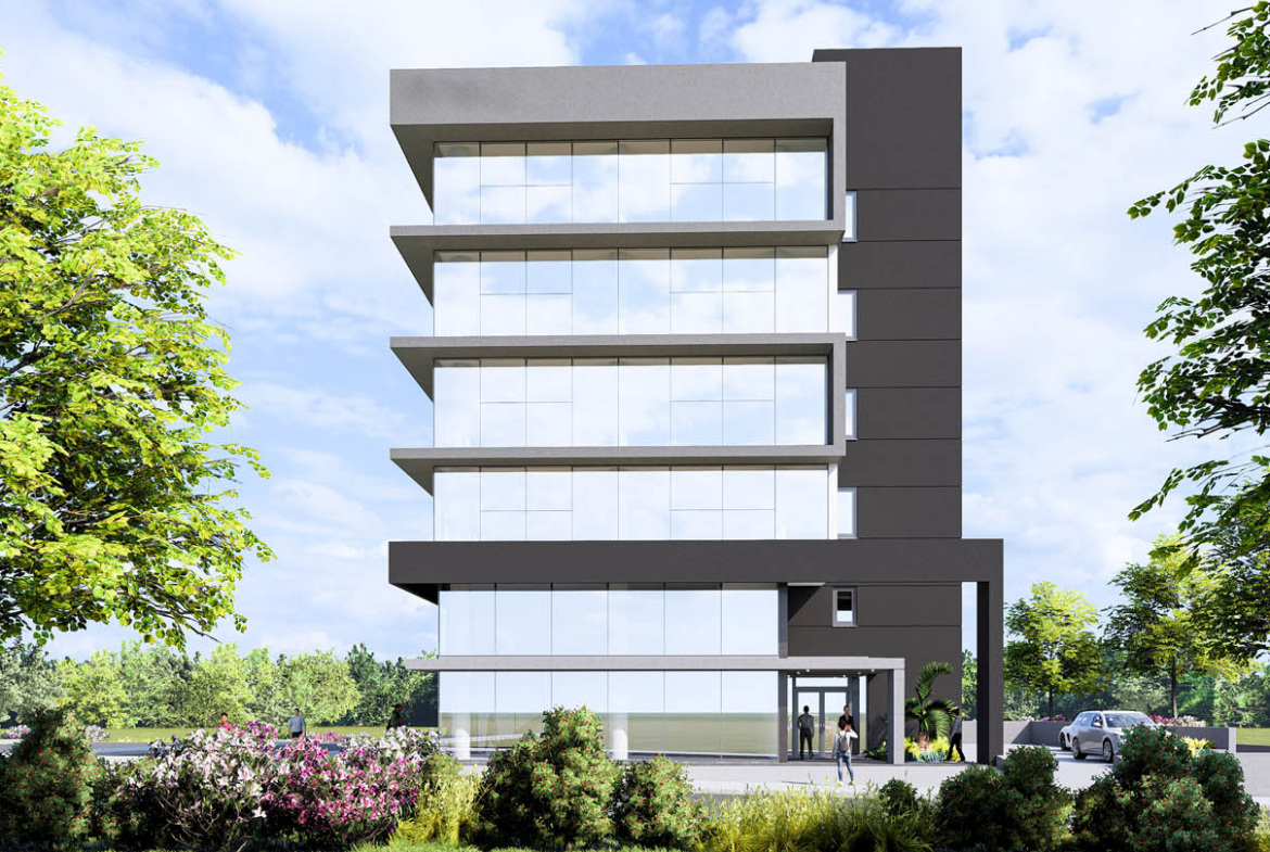 Modern Commercial Building with Offices and Retail Spaces