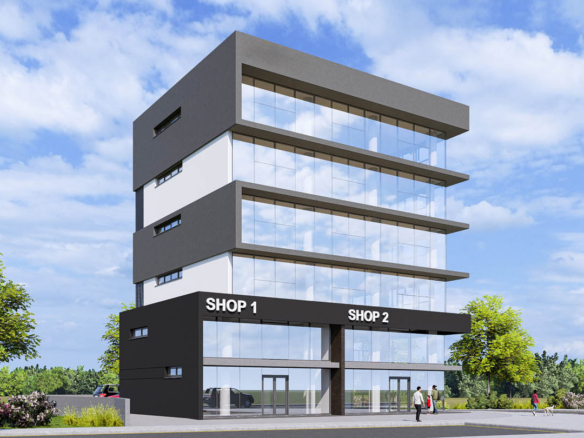 Modern Commercial Building with Offices and Retail Spaces