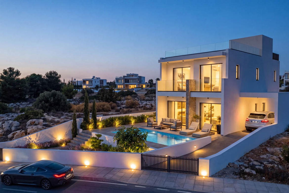 Modern 4-Bedroom Villa with a Private Pool and Sea View