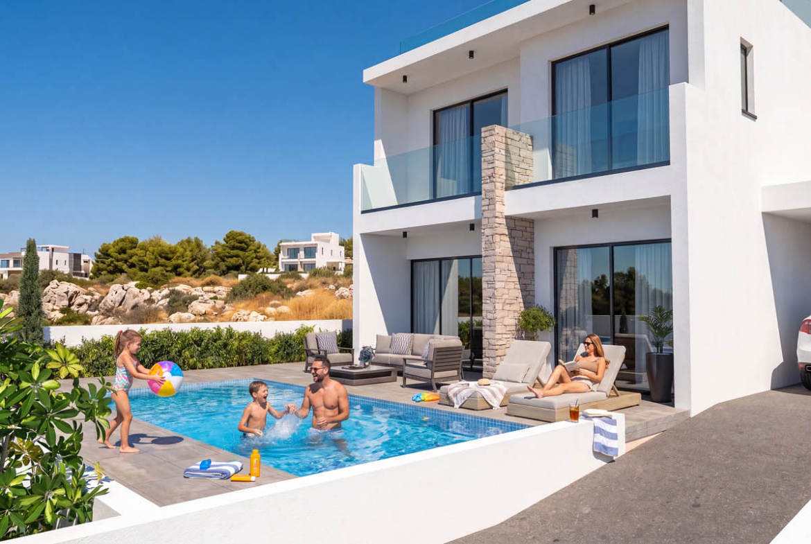 Modern 4-Bedroom Villa with a Private Pool and Sea View
